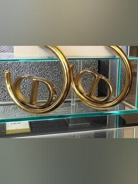 Dior Gold Logo Hoop Earrings